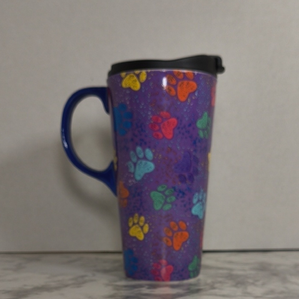 Colorful Paw Print Travel Mug